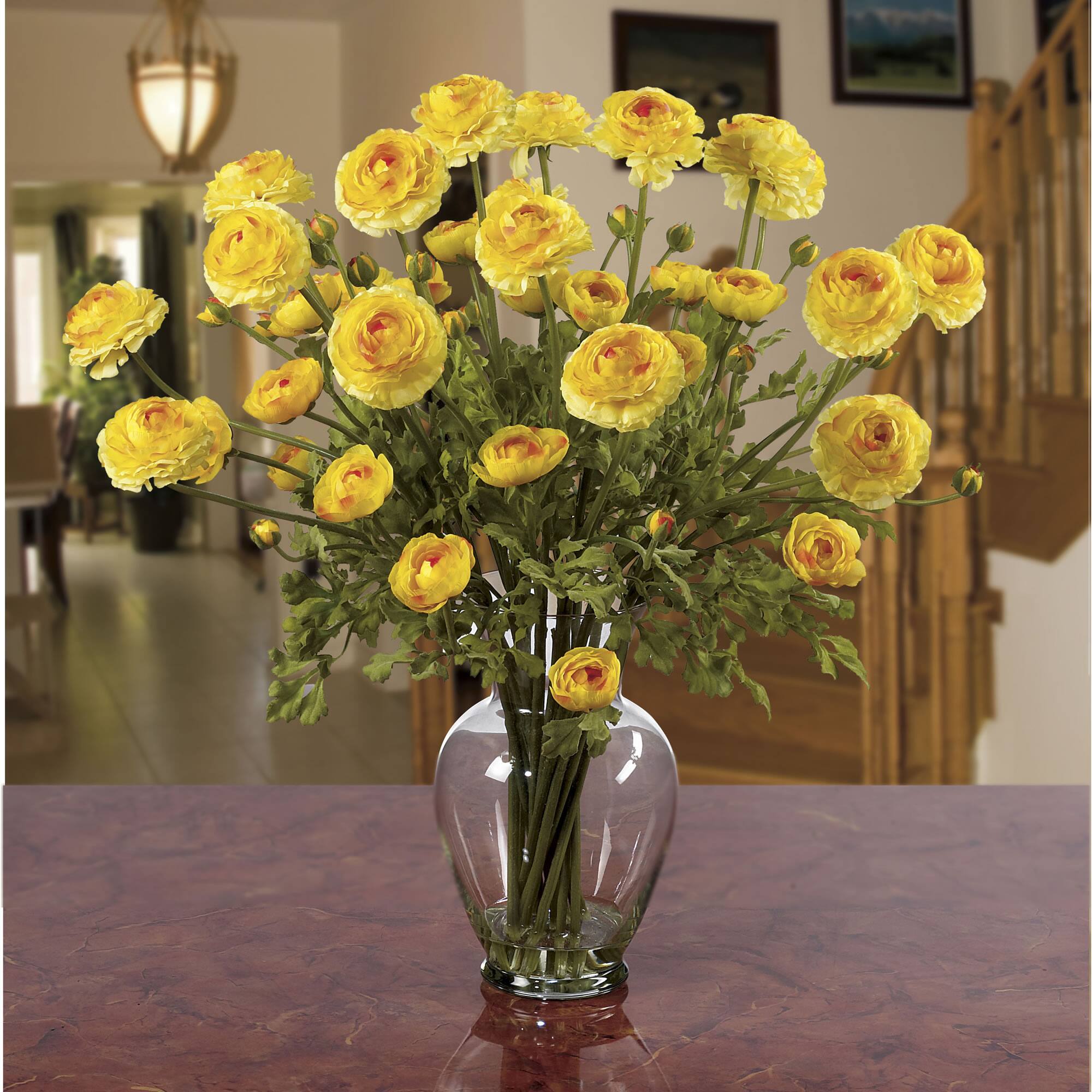 24" Ranunculus Liquid Illusion Silk Flower Arrangement